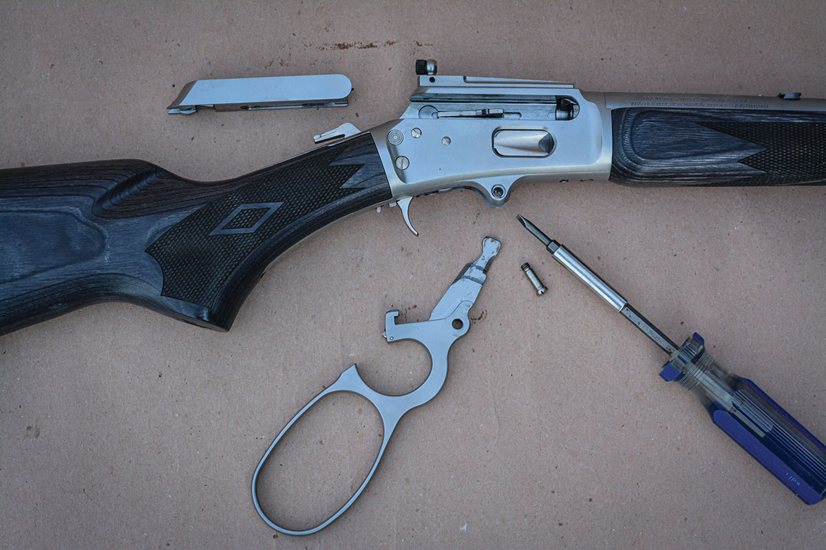 The bolt can be removed in seconds for cleaning and lubrication and also allows barrel breech access.